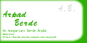arpad berde business card